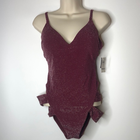 NWT Bar III Shimmer Strappy-Leg One-Piece Blackberry M NEW WITH TAGS - Picture 2 of 9